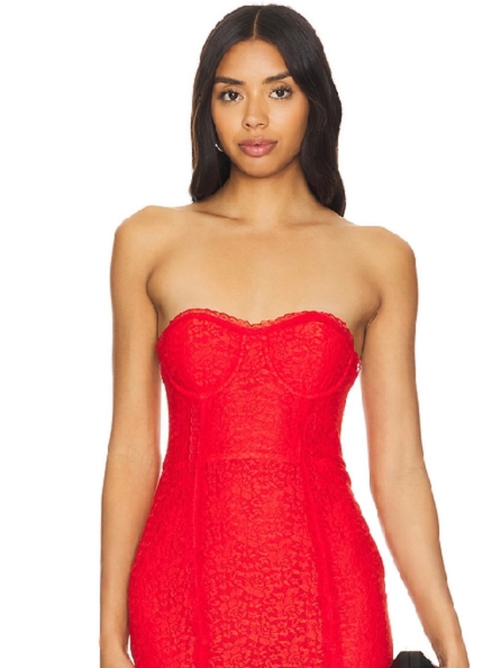 MAJORELLE Mari Elena Gown Cherry Red Lace Maxi Formal Size XXS